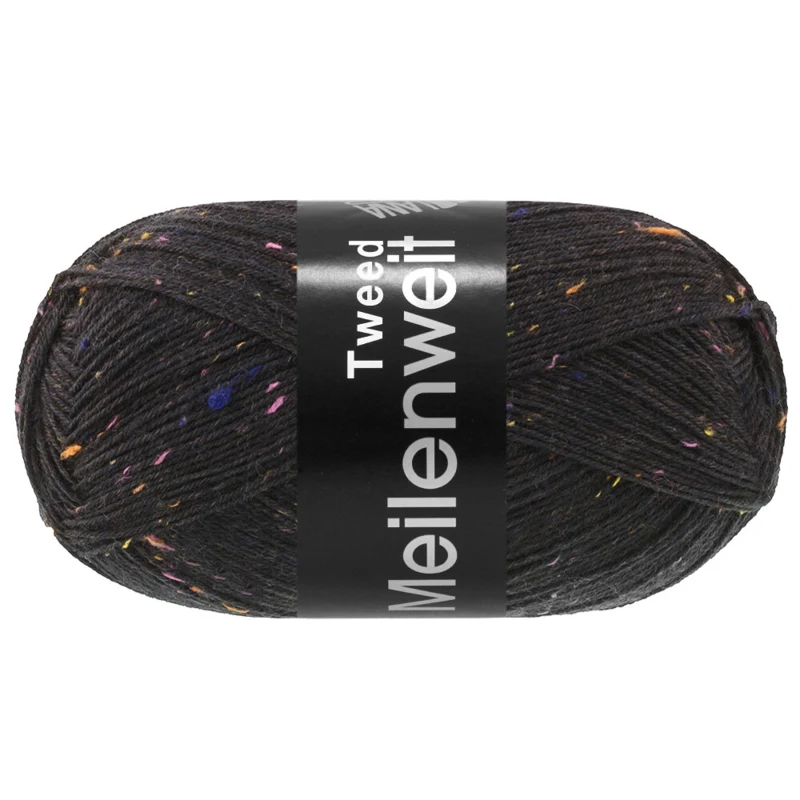 Lana Grossa Meilenweit 100 Tweed 186 Koolzwart