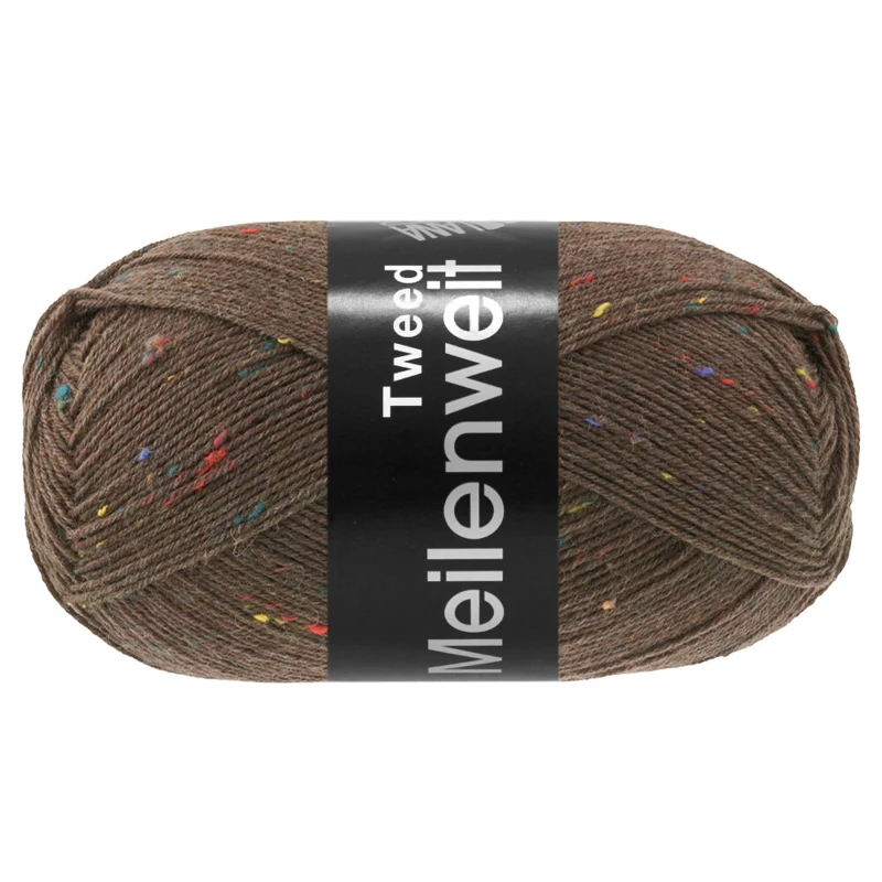 Lana Grossa Meilenweit 100 Tweed 184 Donkerbruin