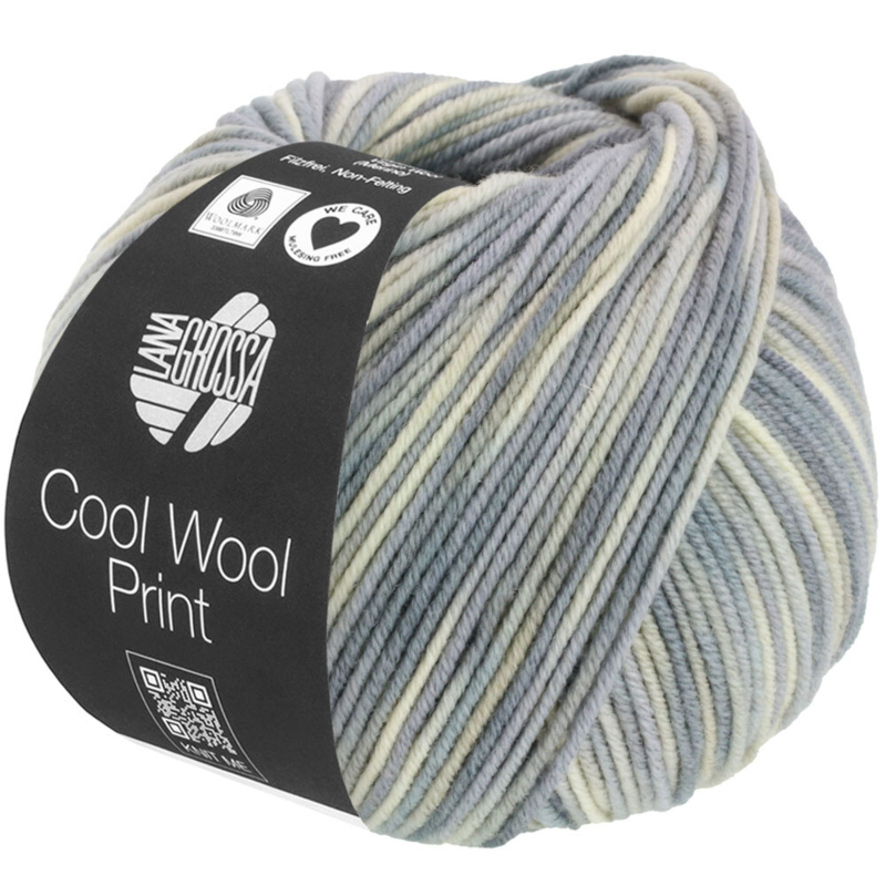 Lana Grossa Cool Wool Print 829 Ongebleekt/Silvergrijs/Lichtgrijs/Grijs