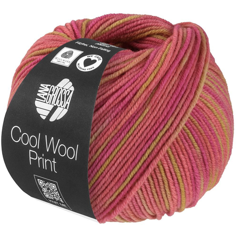Lana Grossa Cool Wool Print 840 Zandgeel/Erika/Orchideeroze