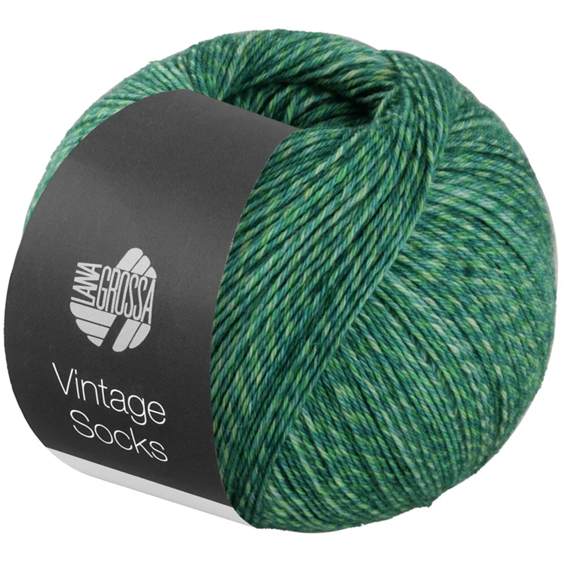 Lana Grossa Vintage Socks 1015 Donker-/geelgroen/petrol gemêleerd