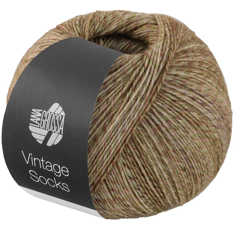 Lana Grossa Vintage Socks 1013 Kaki/lichtbeige/zachtgroen/bruin gemêleerd