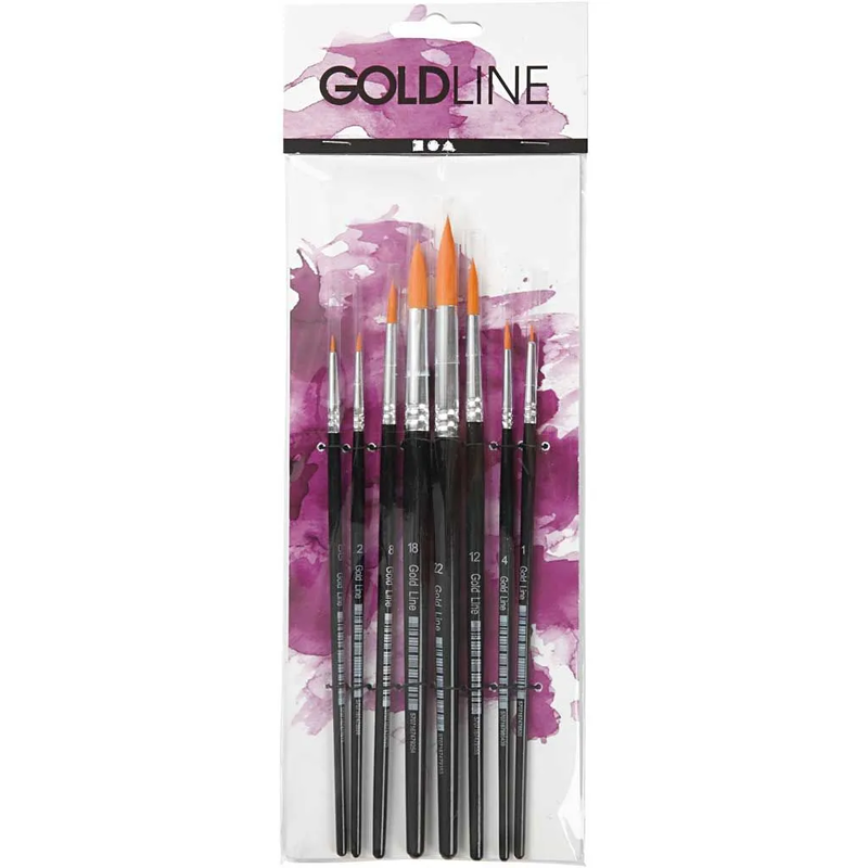 Gold Line Penselen, Rond 1–8 mm, 8 stuks