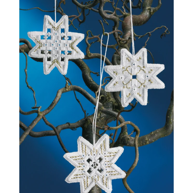 Kerststerren 3-pack 8x8 cm