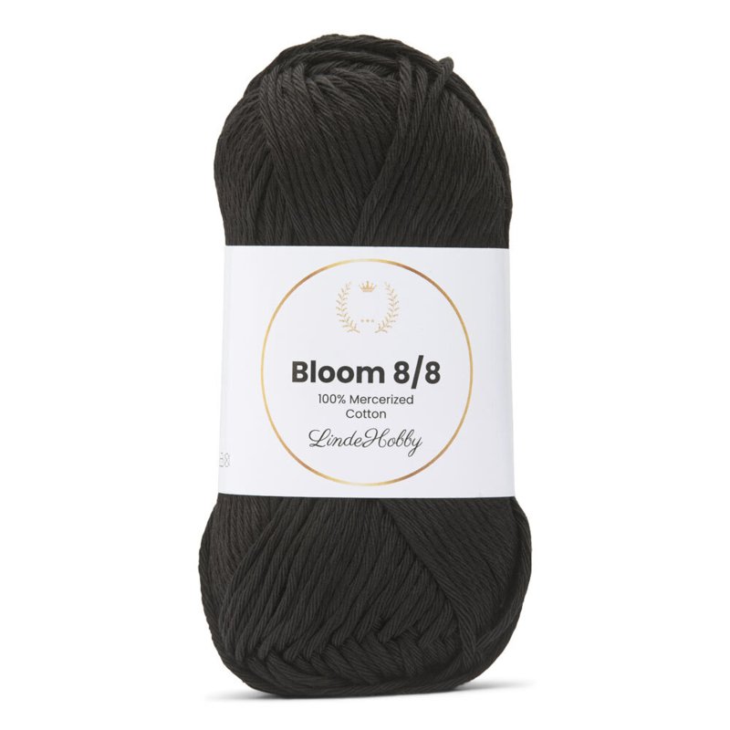 LindeHobby Bloom 8/8 Mercerized Cotton 01 Zwart