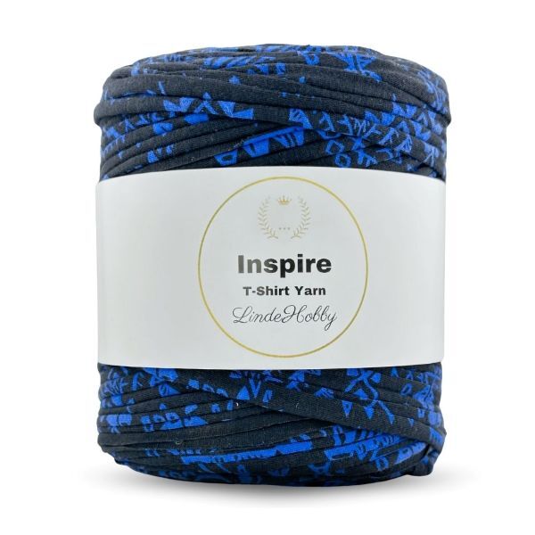 LindeHobby Inspire Print 129 Zwart met blauwe print
