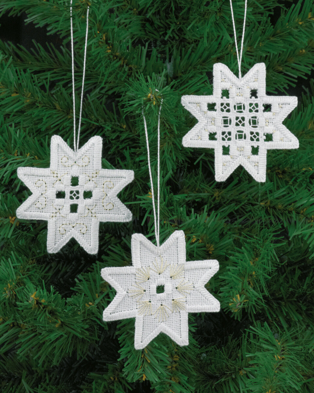 Borduurpakket Hardanger sterren x3 7,5x7,5 cm