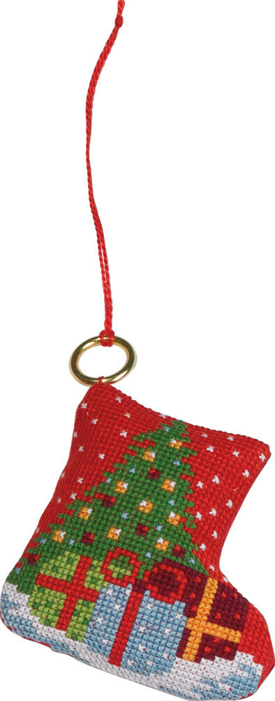 Borduurpakket Dennenboom en cadeaus 7 x 8 cm