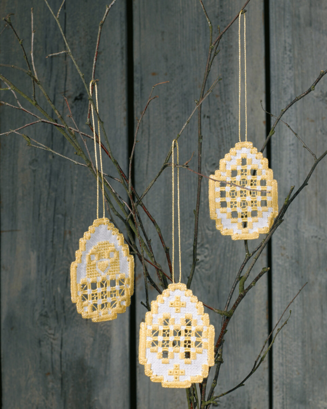 Borduurpakket Paasei Hardanger 3 st 6 x 8,5 cm