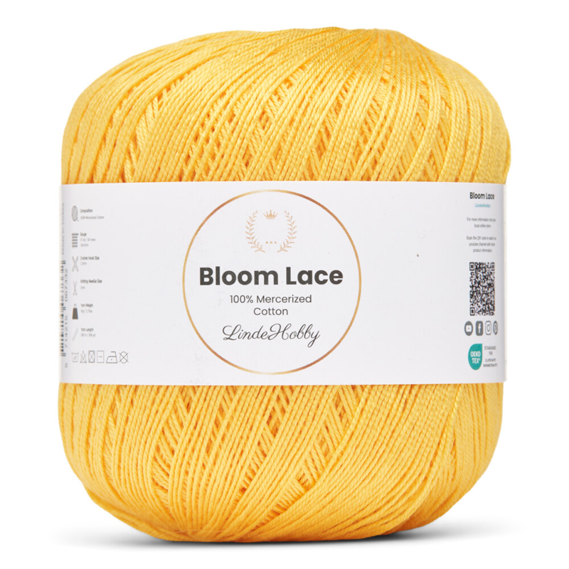 LindeHobby Bloom Lace Mercerized Cotton 22 Geel