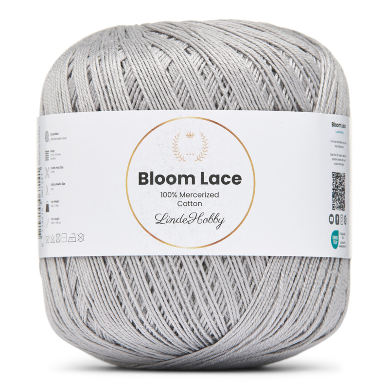 LindeHobby Bloom Lace Mercerized Cotton 03 Grijs