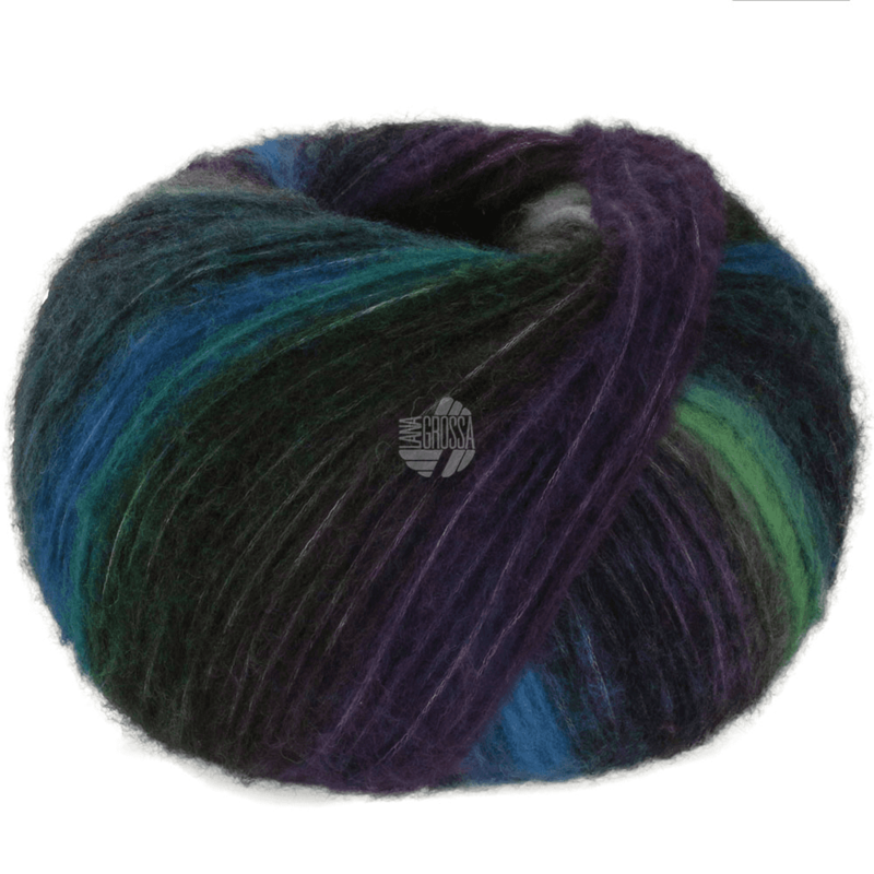 Lana Grossa Bomba 06 Fles-/opaalgroen/aubergine/middernachtsblauw/donker-/petrolblauw