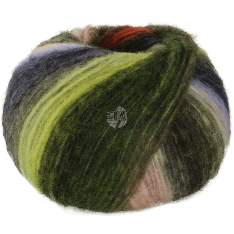 Lana Grossa Bomba 07 Perzik/wit-/licht-/donkergroen/grijspetrol/-bruin/turkooisblauw