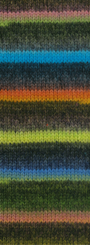 Lana Grossa Bomba 07 Perzik/wit-/licht-/donkergroen/grijspetrol/-bruin/turkooisblauw