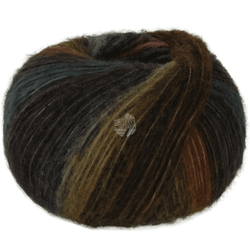 Lana Grossa Bomba 09 Nougat/mokka/bramen/zwartblauw/grijslila/grijsolijf/antraciet