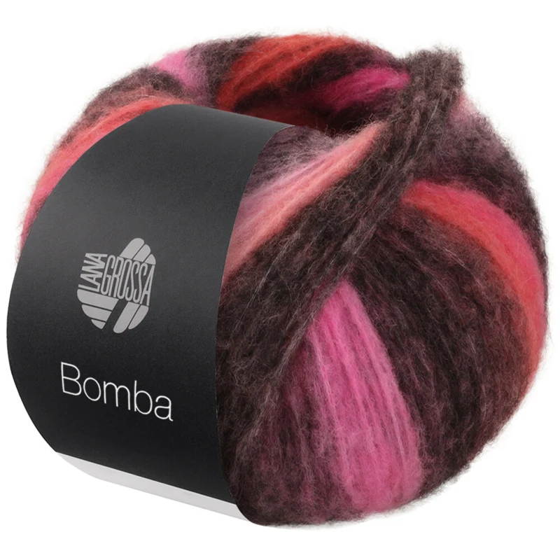 Lana Grossa Bomba 02 Roze/fuchsia/koraal/bramen/grijsrood/grijsroze/donkergrijs