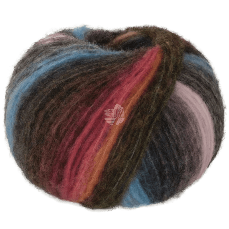 Lana Grossa Bomba 01 Donkergrijs/bramen/oranje/geel-/donkergroen/blauw
