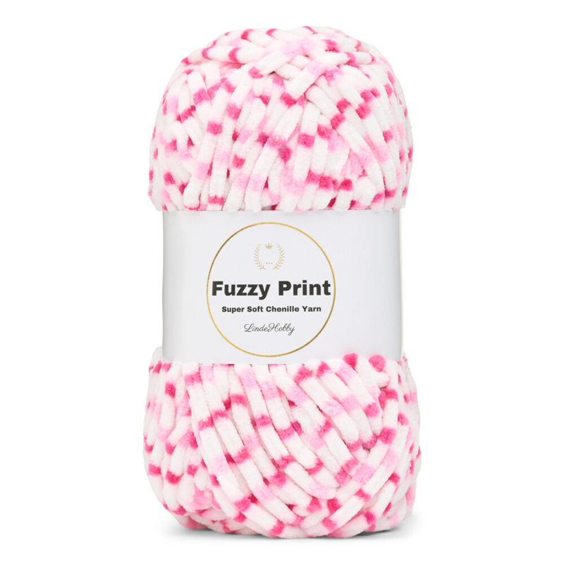 LindeHobby Fuzzy Chenille Print 04 Roze hagelslag