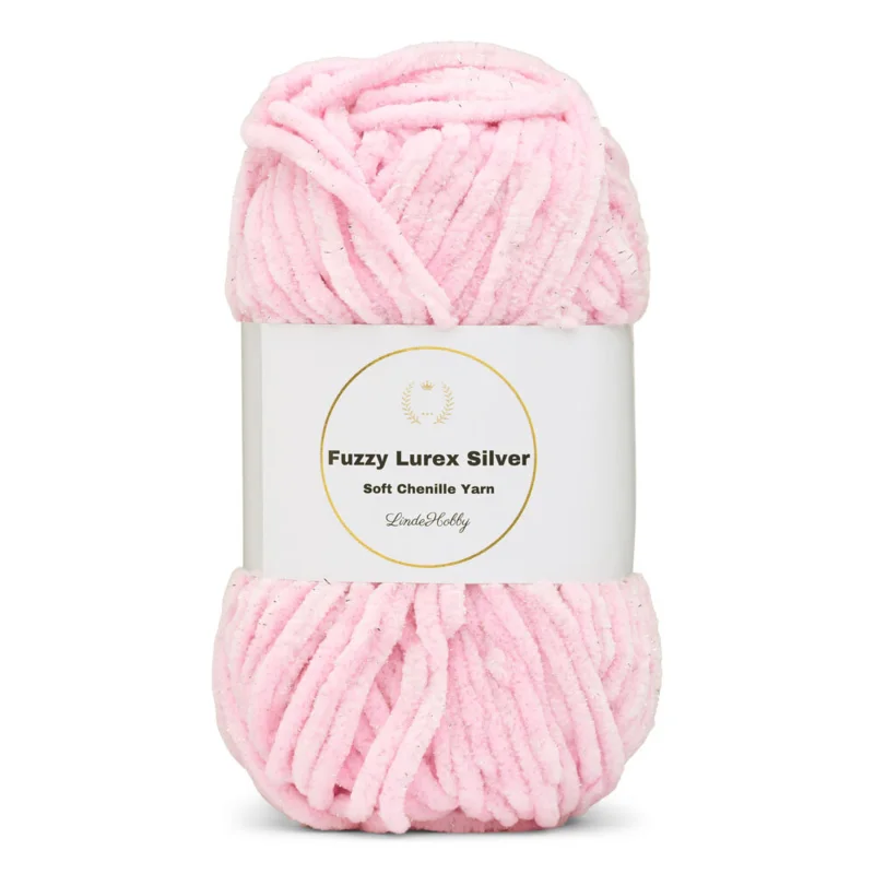 LindeHobby Fuzzy Chenille Silver Lurex 04 Babyroze (licht)