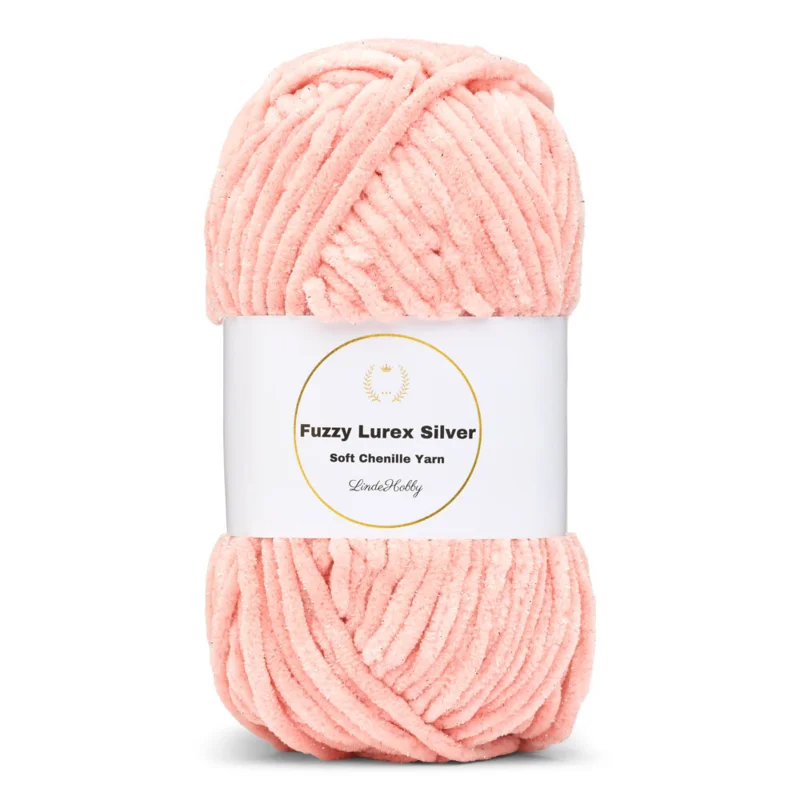 LindeHobby Fuzzy Chenille Silver Lurex 06 Zalm