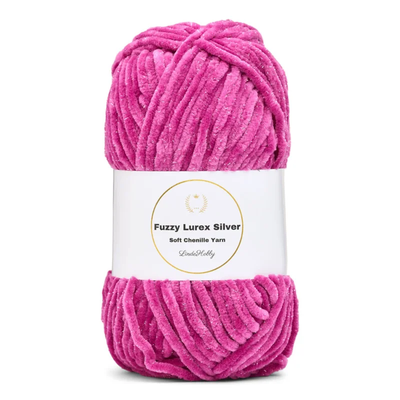 LindeHobby Fuzzy Chenille Silver Lurex 44 Licht fuchsia