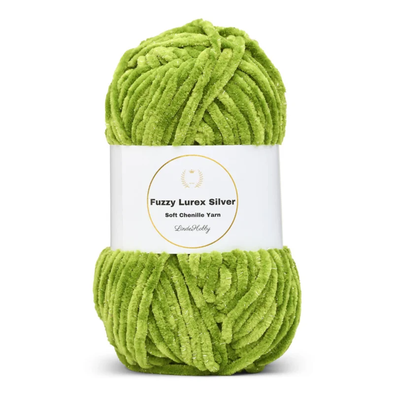 LindeHobby Fuzzy Chenille Silver Lurex 32 Grasgroen