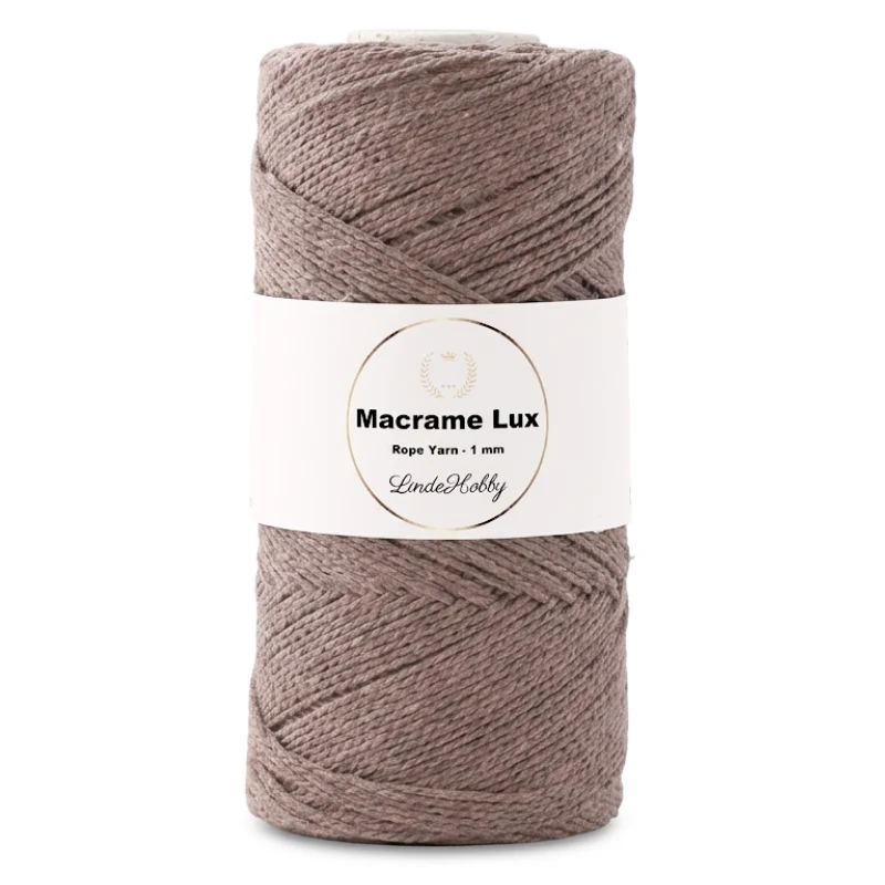 LindeHobby Macrame Lux, Macramékoord, 1 mm 02 Donkerbeige