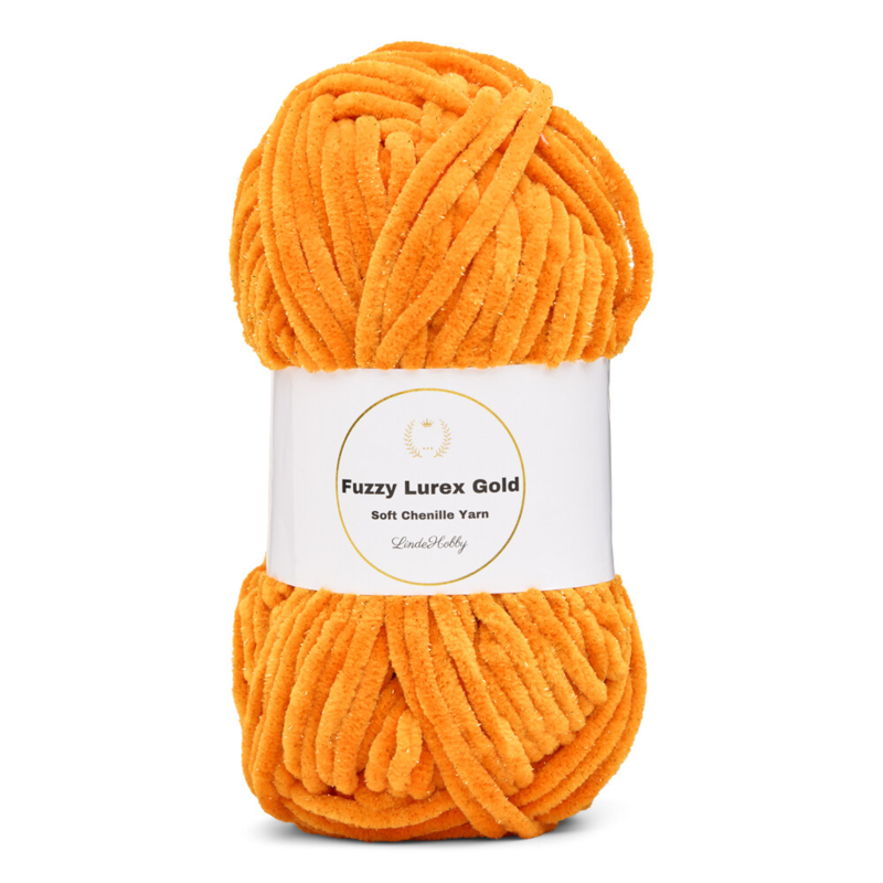 LindeHobby Fuzzy Chenille Gold Lurex 37 Oranje