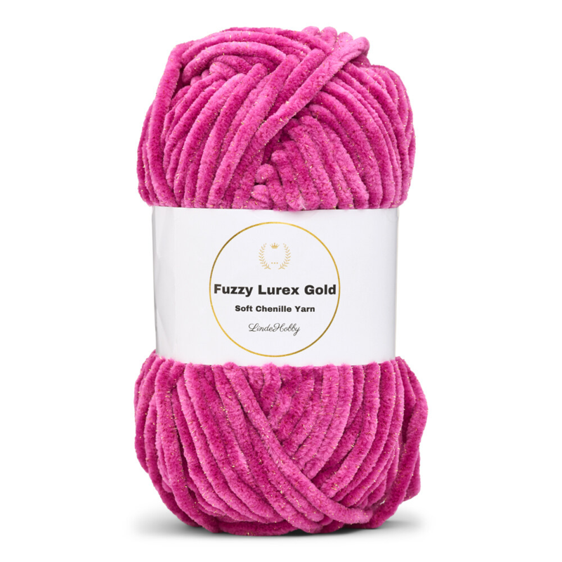 LindeHobby Fuzzy Chenille Gold Lurex 44 Licht fuchsia