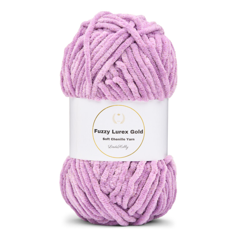LindeHobby Fuzzy Chenille Gold Lurex 41 Lilac