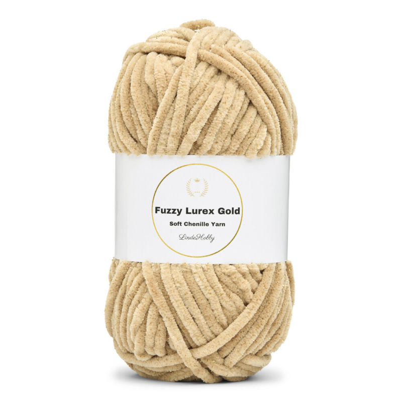 LindeHobby Fuzzy Chenille Gold Lurex 08 Donkerbeige