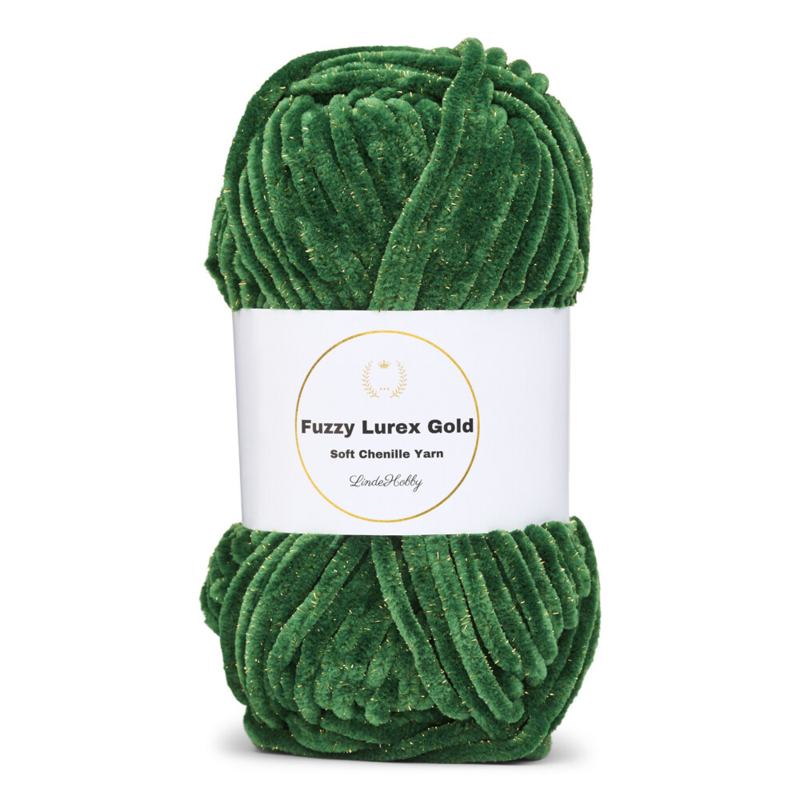 LindeHobby Fuzzy Chenille Gold Lurex 38 Groen