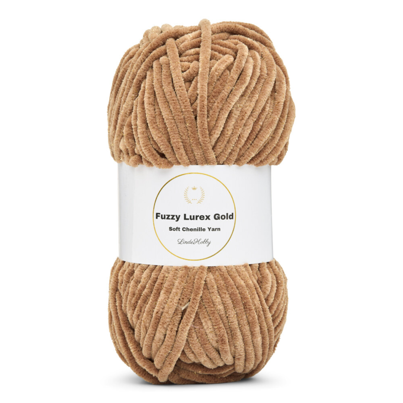 LindeHobby Fuzzy Chenille Gold Lurex 22 Nescafé