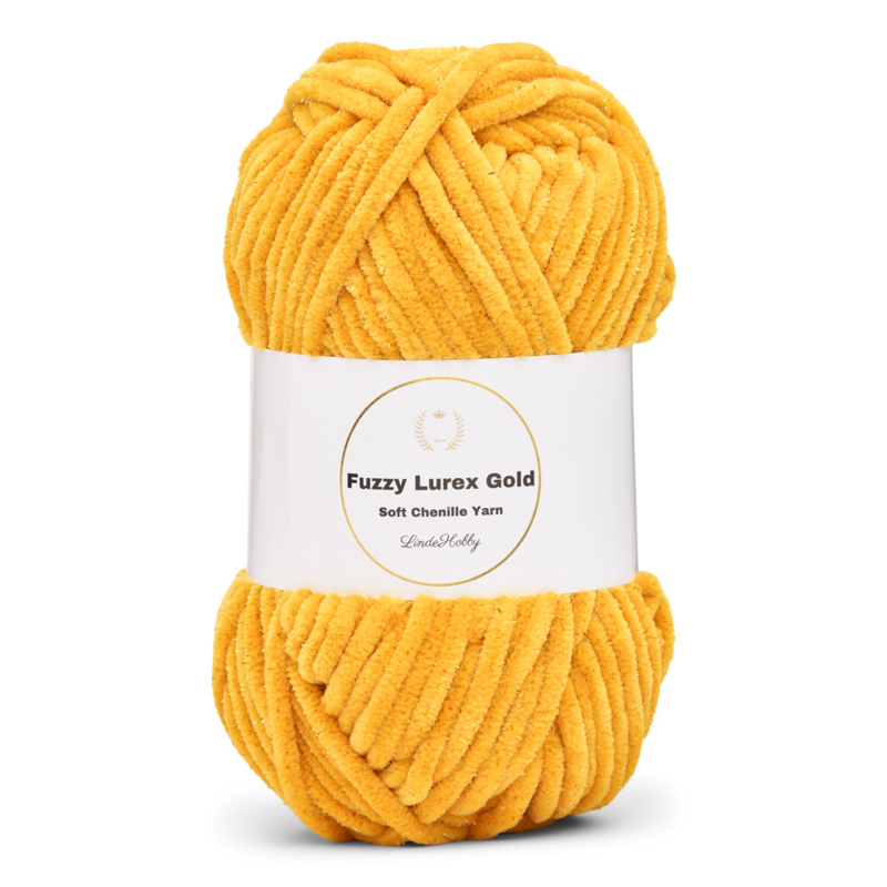 LindeHobby Fuzzy Chenille Gold Lurex 47 Goudgeel
