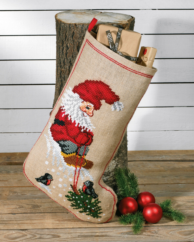 Borduurkit Kabouter en kerstboom 36 x 58 cm