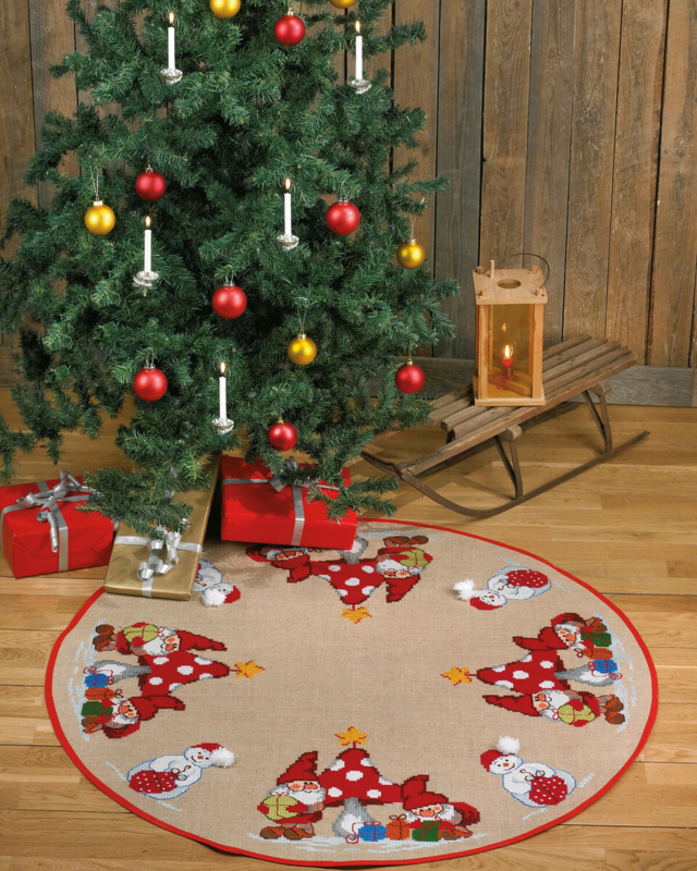 Borduurpakket Paddenstoel en kabouters Ø 116 cm