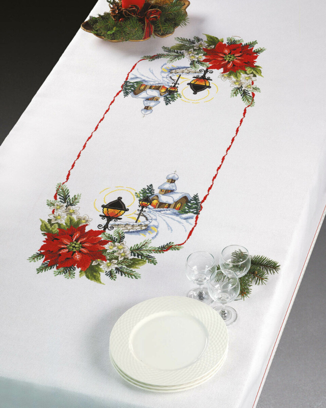 Borduurpakket Kerststerren / lantaarns 140x230 cm