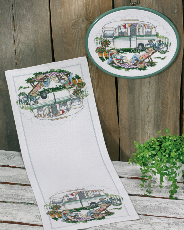 Borduurpakket Kampeerleven 24 x 62 cm