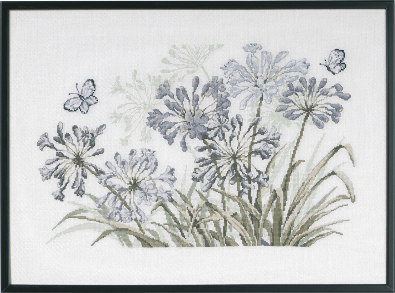 Borduurpakket Grijze Agapanthus R5632 58 x 42 cm