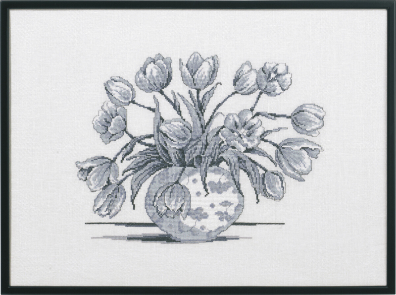 Borduurpakket Grijze tulpen R5632 58 x 42 cm