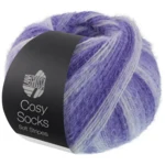Lana Grossa Cosy Socks Soft Stripes 101 Blauwviolet/violetblauw/licht violet/wit