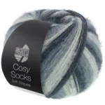 Lana Grossa Cosy Socks Soft Stripes 104 Antraciet/donkergrijs/muisgrijs/lichtgrijs