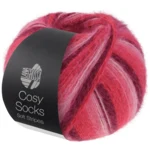 Lana Grossa Cosy Socks Soft Stripes 105 Bordeaux/roze/framboos/roze