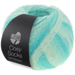 Lana Grossa Cosy Socks Soft Stripes 102 Jade/lichtgroen/witgroen/gebroken wit