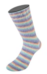 Lana Grossa Cosy Socks Multi Stripes 153 Lavendel/grijsblauw/zalm/crème/turkoois