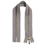 Go Handmade Metalen Rits Lichtgrijs: Brons. Rond ritstrekker.