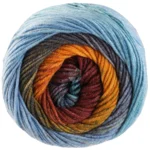 Lana Grossa Cool Wool Big Color 4034 Kaneelbruin/geel/khaki/donkergrijs/lichtgrijs/pastelblauw/mintturkoois