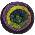 Lana Grossa Cool Wool Big Color 4043 Groen/zwartbruin/donker violet/violet/geel/bladgroen/donker petrol