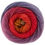 Lana Grossa Cool Wool Big Color 4048 Lichtrood/wijnrood/roodviolet/petrolblauw/olijf/curry/oranje
