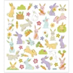 Stickers, Påske, Ark 15 x 16,5 cm, 1 ark Farverige harer